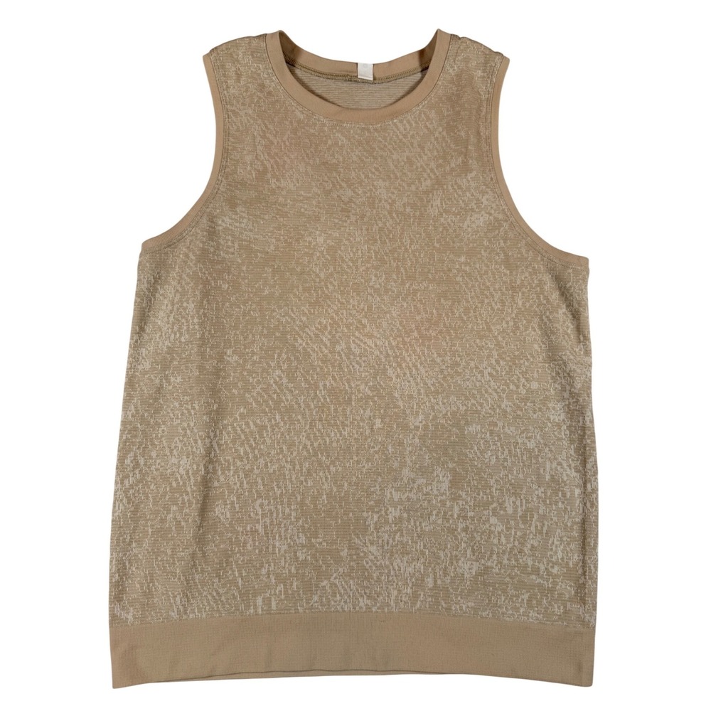 Lululemon Swiftly Breath Sleeveless Muscle Tank Top Tan Beige Jacquard Size 6